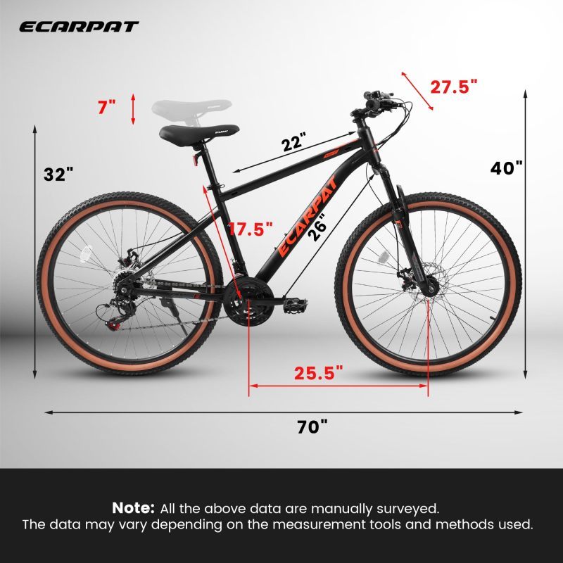 A27301 27.5 Inch Mountain Bike for Adults Durable High Carbon Steel Frame Disc Brakes Stylish Brown Edge Tires Ideal for Commuting and Outdoor Exploration